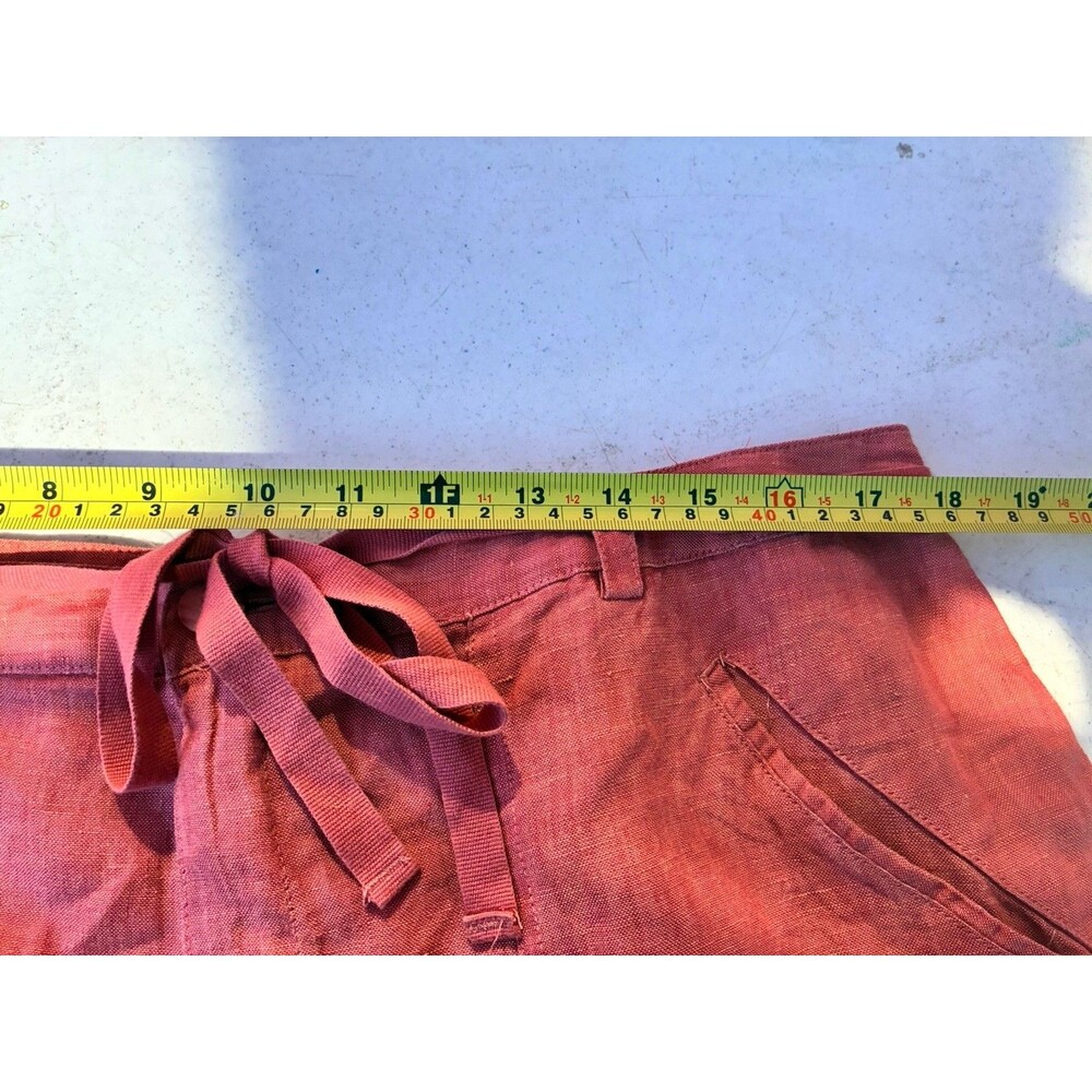 Linden Hill Women’s 100% Linen Wide Leg Pants Size 18 Red Drawstring - Picture 7 of 11